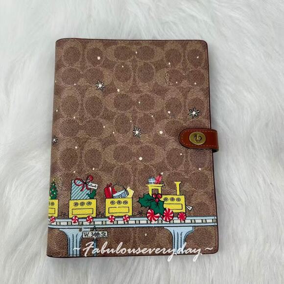 Coach | Office | Coach Notebook In Signature Canvas With Holiday Train ...